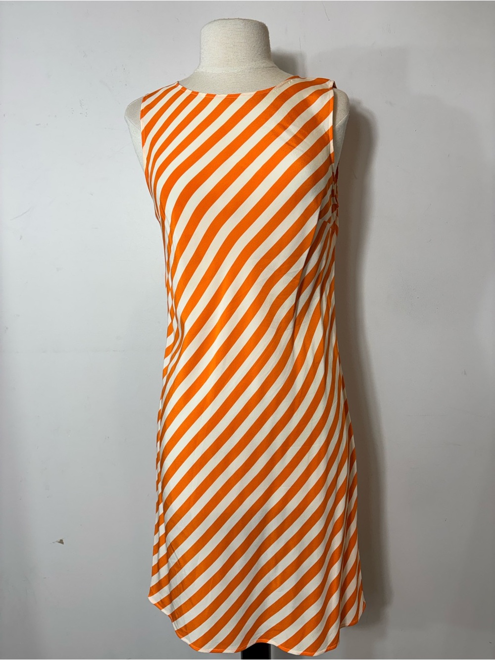Etro Milano Orange & White Striped Sleeveless Shift Dress - Size IT 44 (US 8)